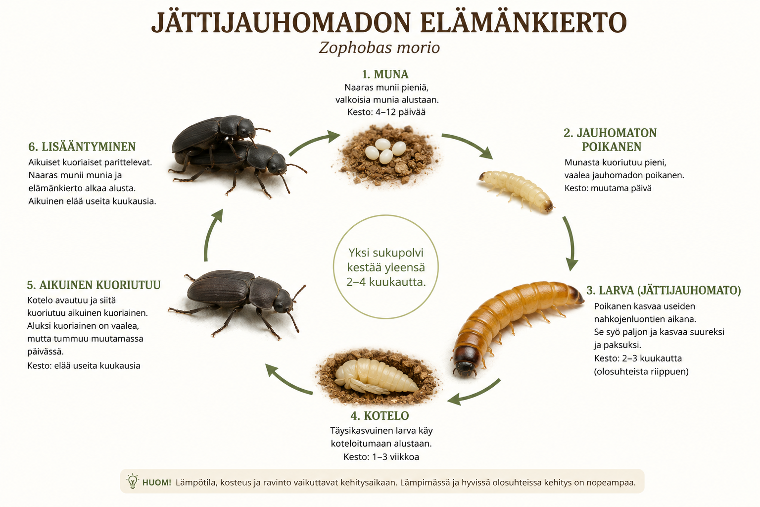 Jättijauhomadon elinkaari, jättijauhomadon toukka (Zophobas morio)